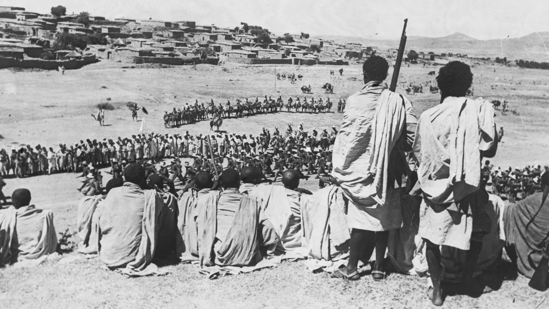 <p>Fascist-dominated Italy invades Ethiopia, one of the last African states to remain uncolonised. The League of Nations, of which both Italy and Ethiopia are members, fails to prevent the invasion, highlighting its own weakness.</p>